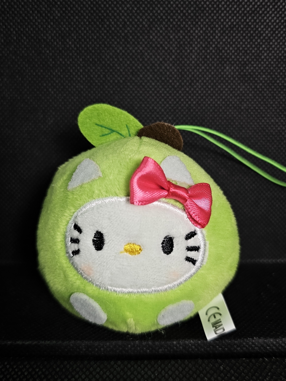 Hello Kitty Green Apple Plush Charm with Pink Bow